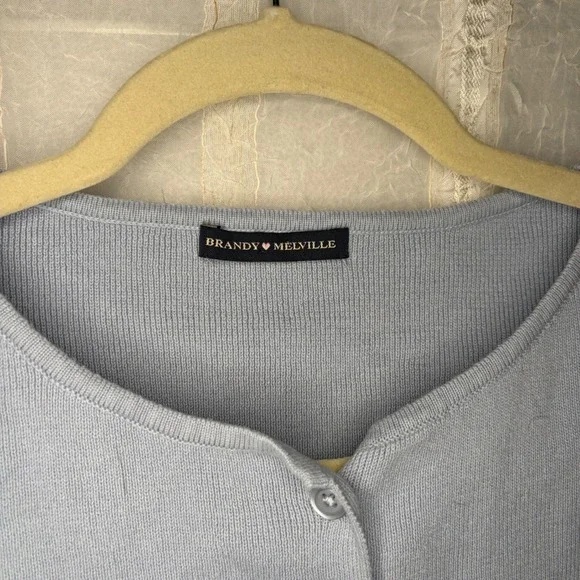 Brandy Melville Sweater Vest Women One Size Blue Cropped Button Front MH272S - Picture 2 of 6